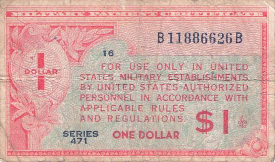 USA MPC Series 471 p.M12 1 Dollar 1947 F